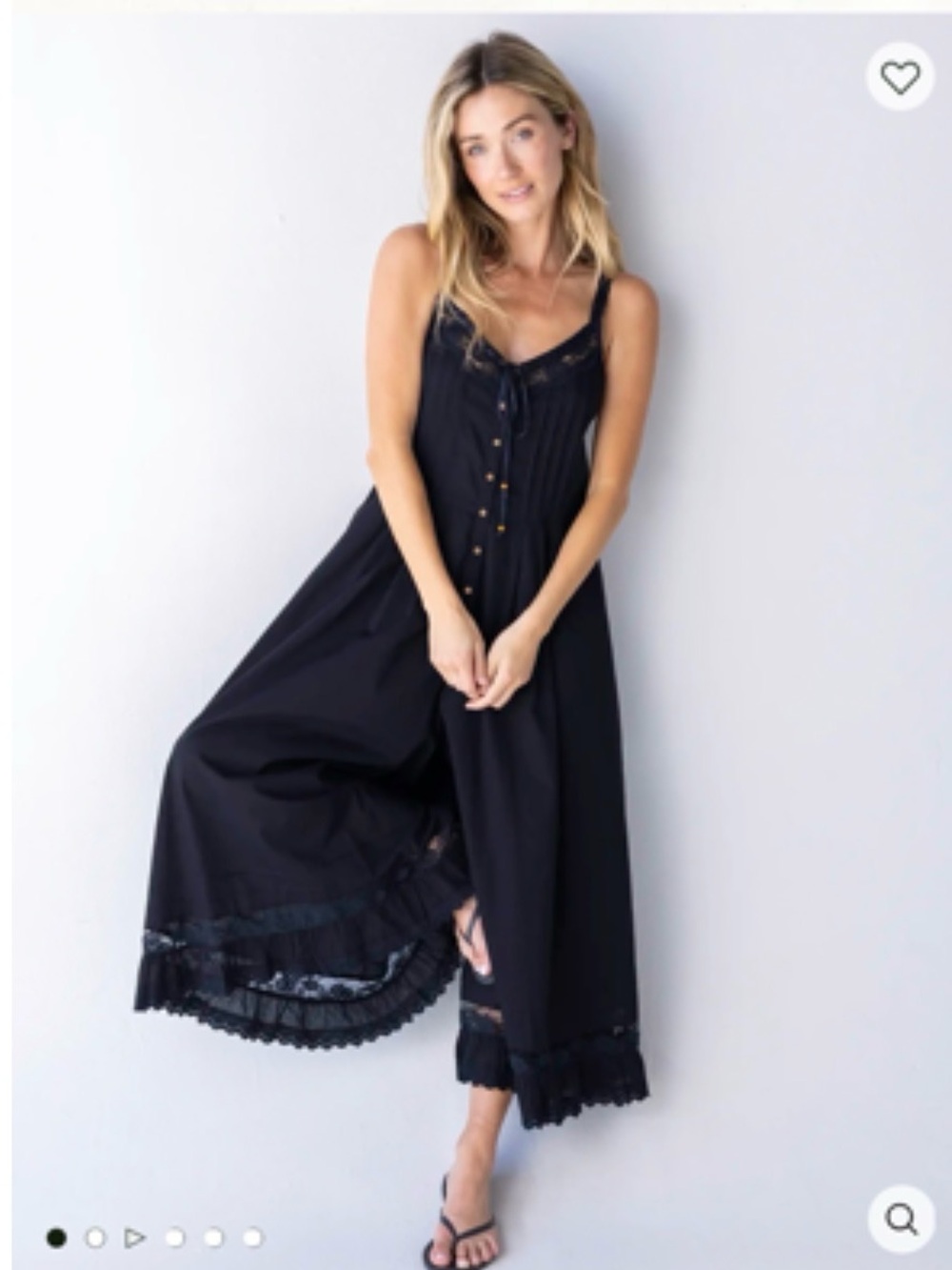 Natural Life Black Cotton and Lace Wide Leg Jumpsuit. Size Medium